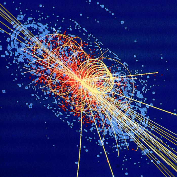 Example of simulated data modelled for the CMS detector on the Large Hadron Collider